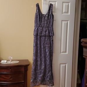 Gray/silver long wedding dress